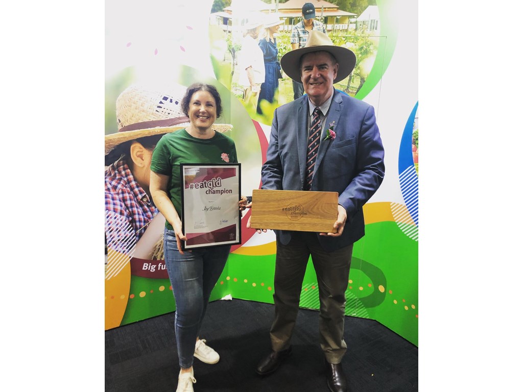 #Eatqld Champion Allison McGruddy from My Berries with Minister Mark Furner.