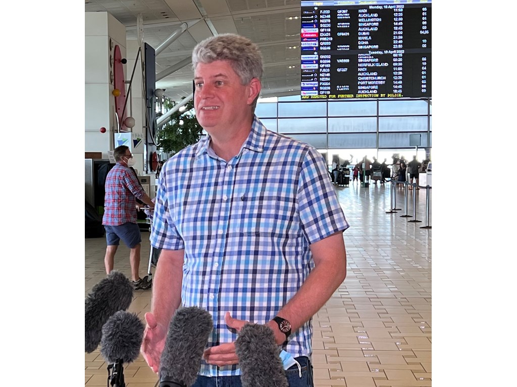 Tourism Minister Stirling Hinchliffe at Brisbane International Airport