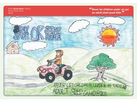 Winning artwork by Blayke Myles, a Year 6 student from Monto State School, selected for the April page of the 2023 Farm safety calendar.