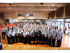 Graduating frontline custodial correctional officers for the high-security Lockyer Valley Correctional Centre. 