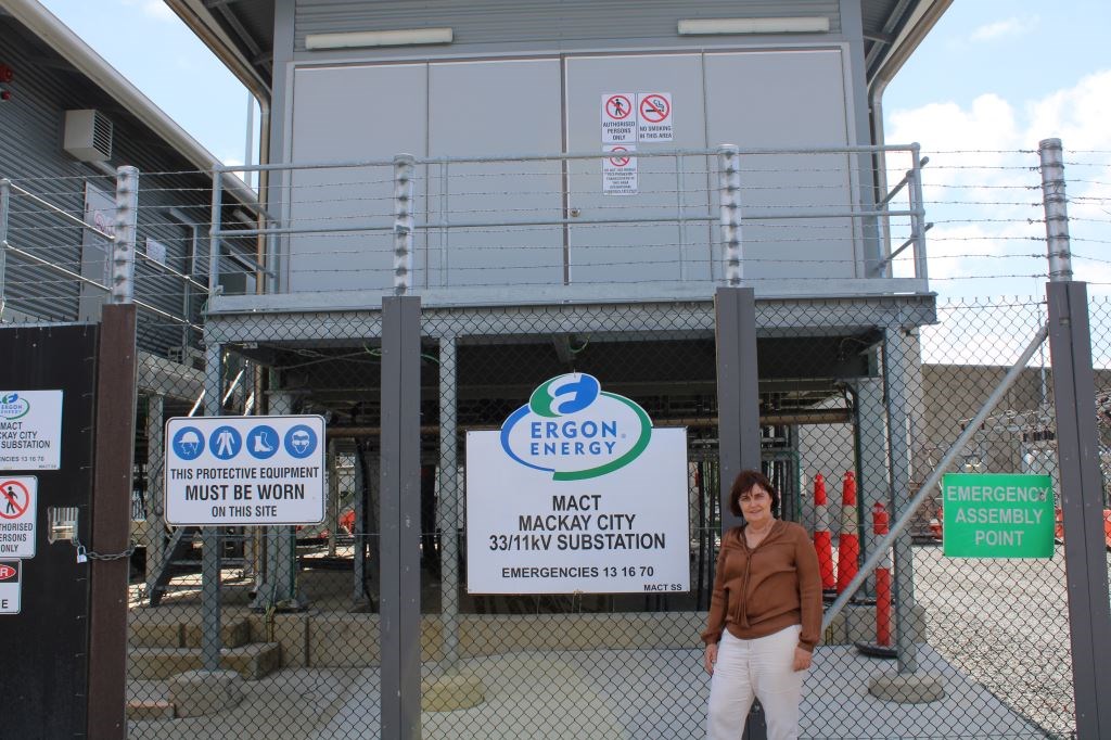 Mackay MP Julieanne Gilbert outside the new Mackay City Substation - built to withstand a one in 200-year flood event.