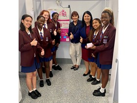 Minister Grace and Member for Mackay Julieanne Gilbert with students at Mackay State High School