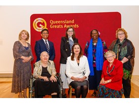 Premier Annastacia Palaszczuk with the 2021 Queensland Greats, one of the biggest state events following Queensland Day. Community groups can apply for funding for their own local Queensland Day event next year.