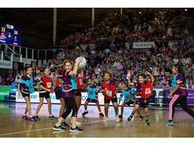 Netball Queensland hail the success of last year's First Nations Round when the Deadly Choices kids played at half time