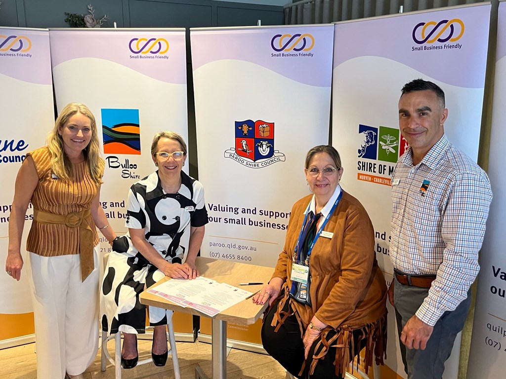 Pictured at the signing (left to right) are Queensland Small Business Commissioner Maree Adshead, Minister for Small Business Di Farmer, Bulloo Shire Council Deputy Mayor Cr. Shirley Girdler and Cr. Vaughan Collins