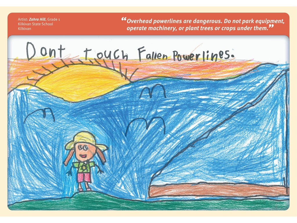 Winning artwork by Zahra Hill, a Year 1 student from Kilkivan State School, was selected for the March page of the 2023 Farm safety calendar.