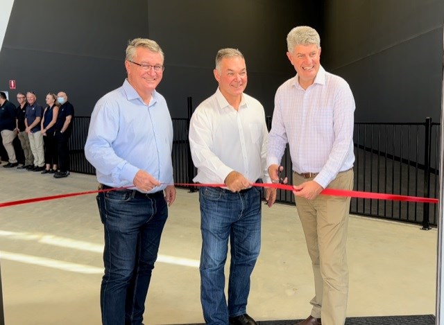 Sport Minister Stirling HInchliffe, Member for Townsville Scott Stewart and Member for Mundingburra Les Walker open the new indoor courts and gym at the Townsville Sport Precinct