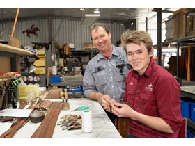 Josh Furness of Kent Saddlery with Bryce, one of his apprentices