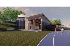 Architectural illustration of the Athletics Australia National Throws Centre of Excellence to be built at the Queensland Sport and Athletics Centre (QSAC)